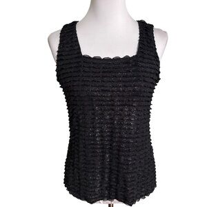 New Directions Black Textured Tank Top